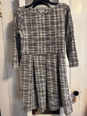 Max Studio Gray Plaid Knit Midi Dress